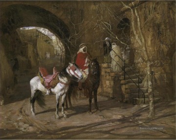  red - Reiter in einem Hof Frederick Arthur Bridgman Araber
